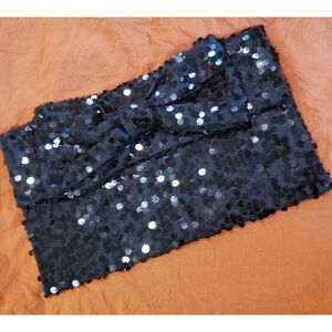 Vintage Large Black Sequin Bow Clutch Glam/Whimsygoth/Coquette/Prom